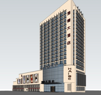 现代酒店外观su模型