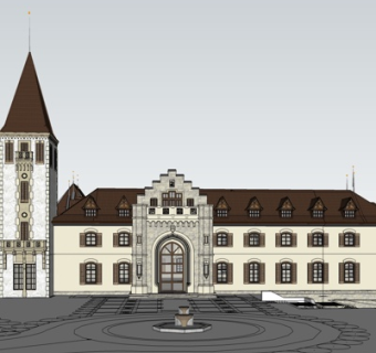 新古典会所外观su模型