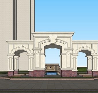 中式牌坊su模型