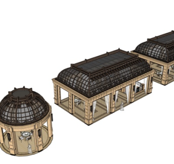 中式廊架凉亭su模型
