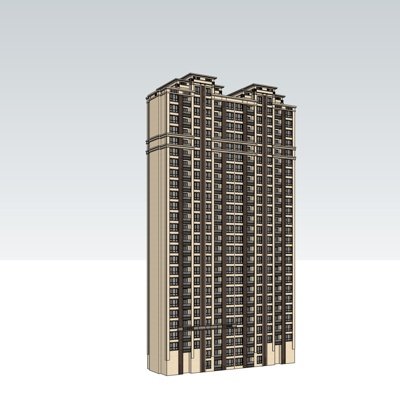 现代高层公寓su模型