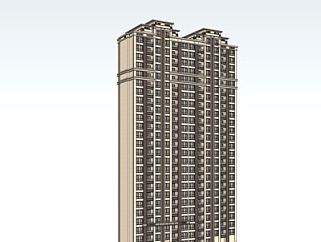 现代高层公寓su模型