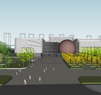 中式商业广场su模型