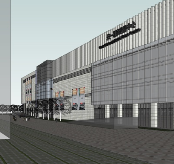 现代商业楼外观su模型