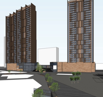 现代高层住宅su模型