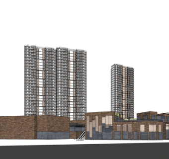 现代高层住宅su模型