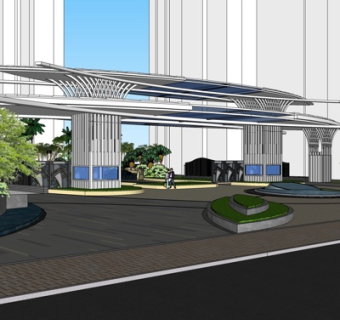 现代住宅景观su模型