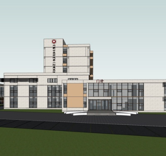 现代医院外观su模型