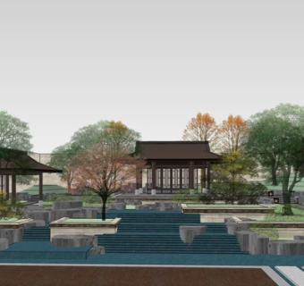 中式凉亭su模型