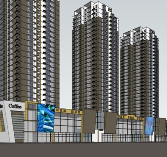 现代商住综合楼su模型