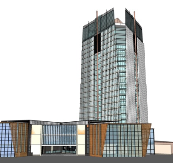 新古典高层公寓楼su模型