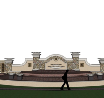 欧式景观墙su模型