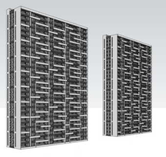 现代高层公寓楼su模型