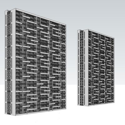 现代高层公寓楼su模型