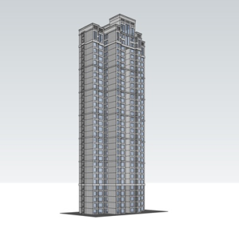 现代高层公寓楼su模型