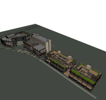 现代商业街su模型