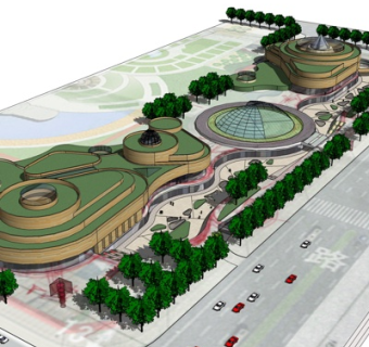 现代商业街su模型