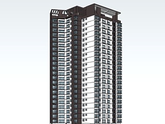 新中式<em>高层公寓</em>楼份su模型
