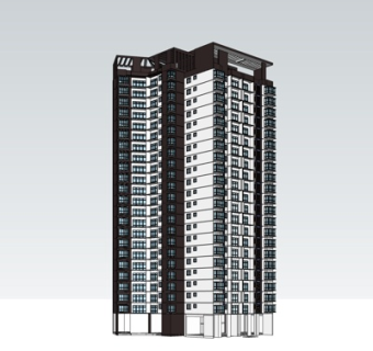 新中式高层公寓楼份su模型