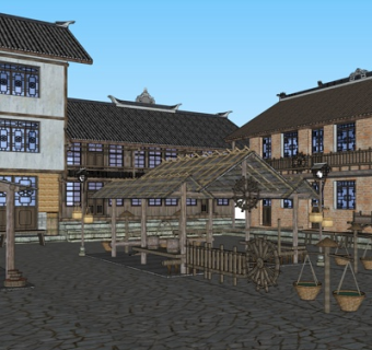 新中式凉亭su模型