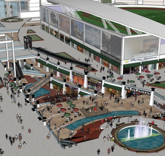 现代商业街su模型