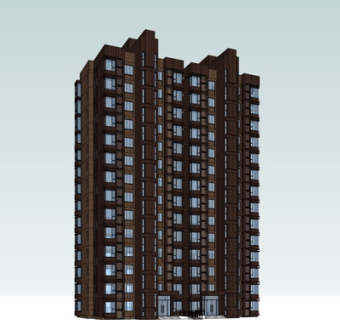 现代高层公寓楼免费su模型
