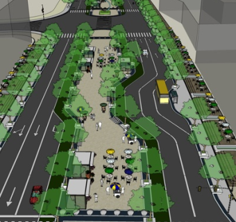 现代商业街su模型