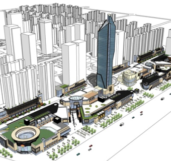 现代商业街su模型