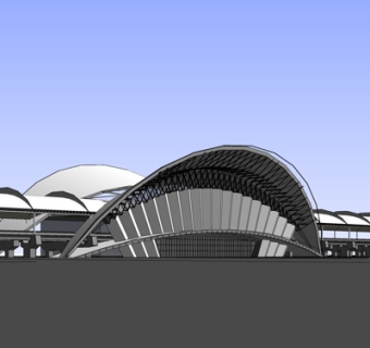 现代车站su模型