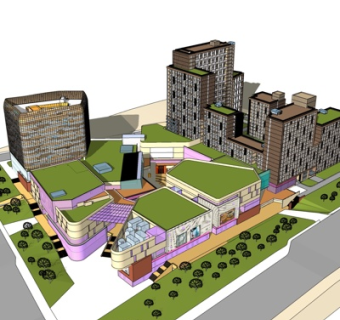 现代商业街su模型