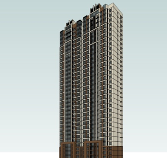 现代高层公寓楼su模型