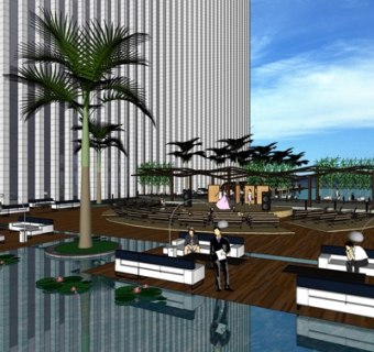 现代广场景观su模型