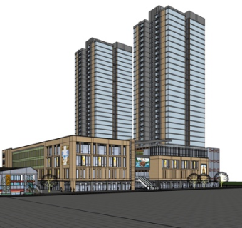 现代商业街su模型