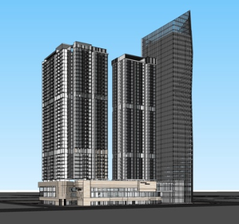 现代商住综合楼su模型