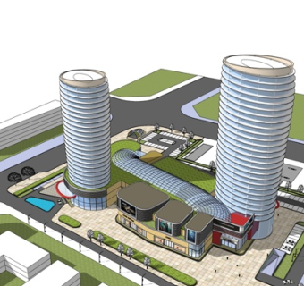 现代高层办公楼su模型