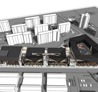 现代商业街su模型