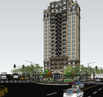 欧式商业街su模型