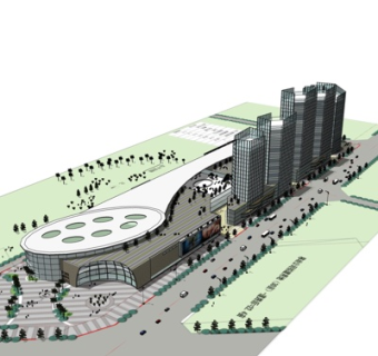 现代商业街su模型