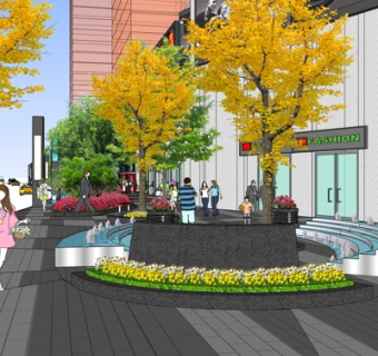 现代商业街su模型