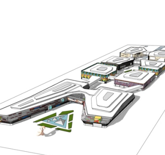 现代商业街su模型