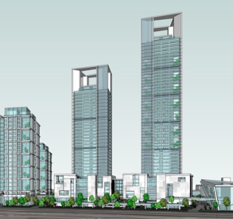 现代商业街su模型