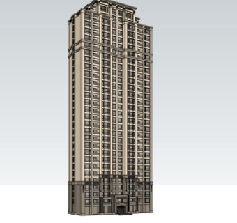 新古典高层公寓楼su模型
