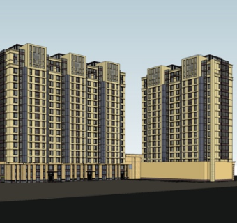 现代高层公寓楼su模型