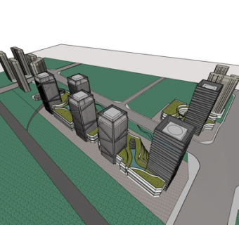 现代商业建筑规划su模型