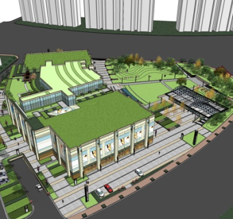 现代沿街商业建筑su模型