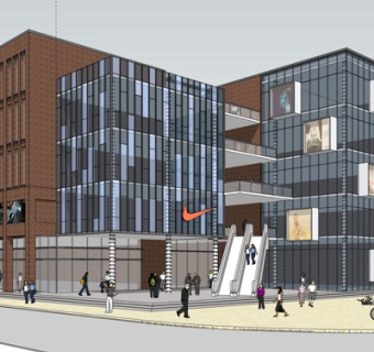 现代商业街su模型