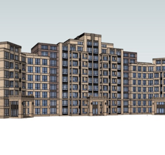 新古典公寓楼su模型