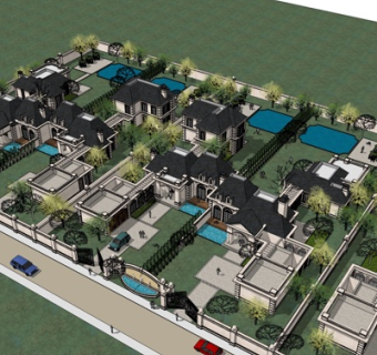 欧式别墅规划su模型