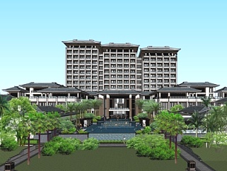 新中式酒店su模型