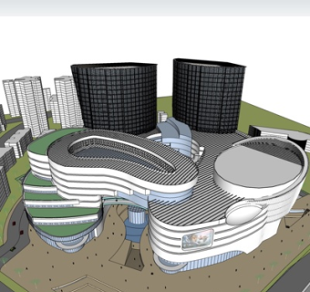 现代商业街su模型